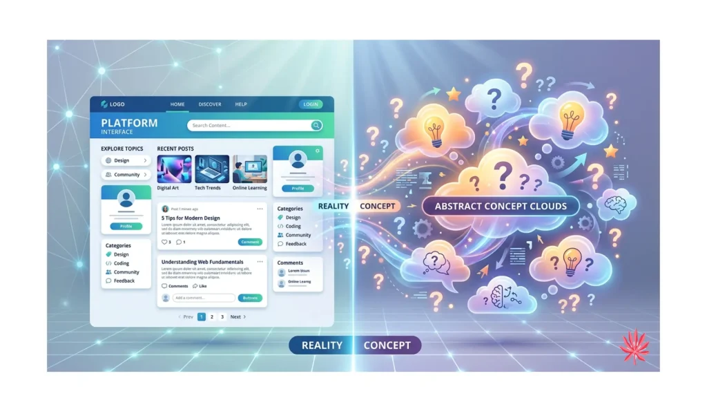 Illustration showing confusion about whether TabooTube is a real platform or a concept